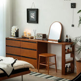 Elegant Cherry Wood Makeup Vanity with Beech Glass Details - Perfect for Your Bedroom Décor fpmxm-2791